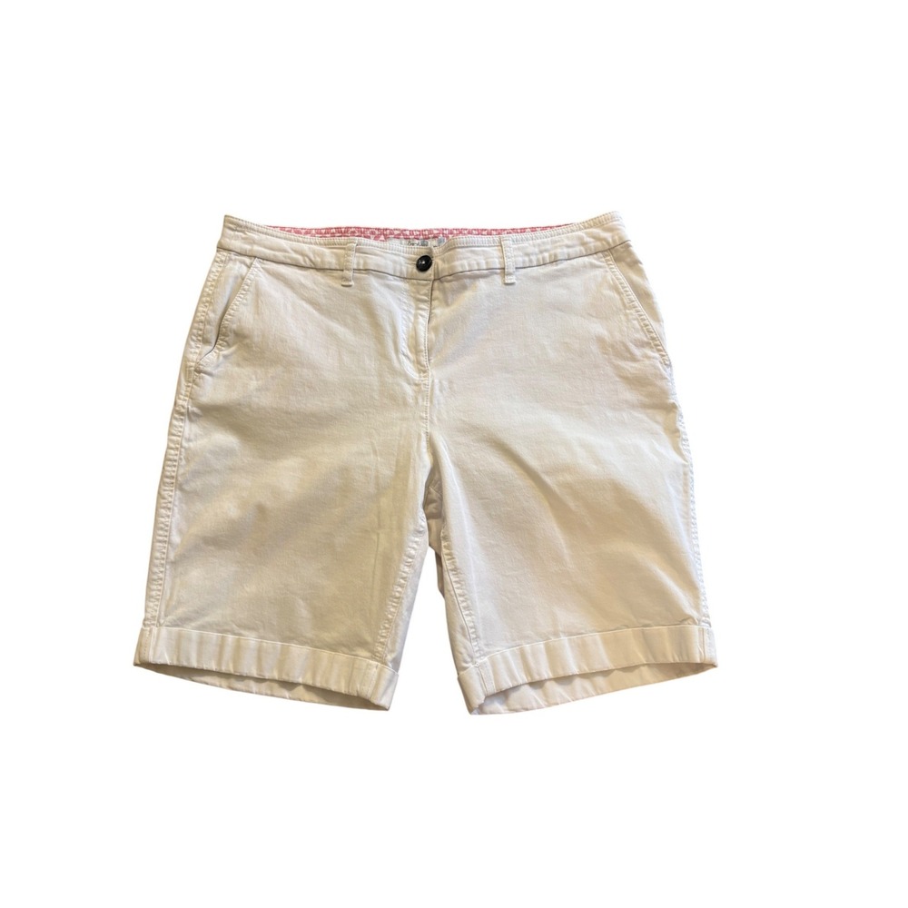 Boden White Chino Shorts Womens Size 12 Stretch Cotton Preppy Coastal